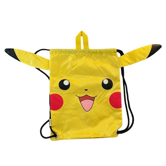 POKEMON Pikachu Yellow Cinch Sack 16" Draw String SLING Backpack Shoulder Bag - Picture 1 of 5